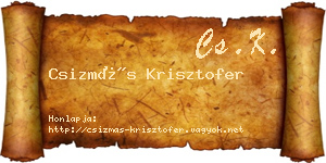 Csizmás Krisztofer névjegykártya